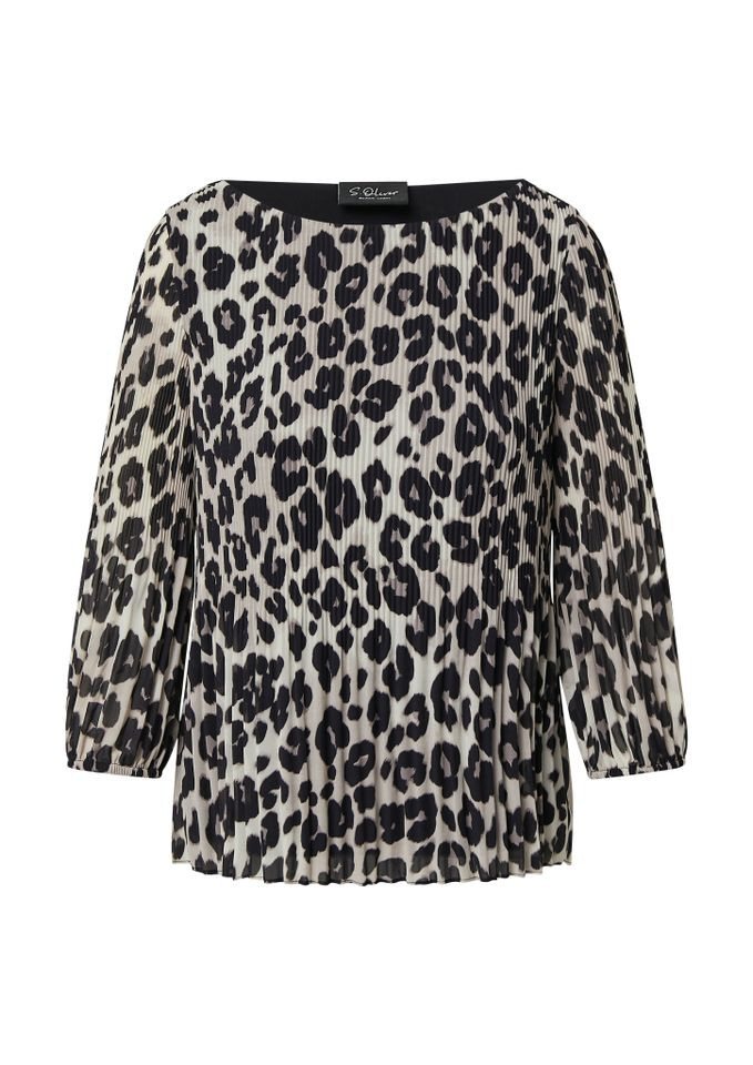 s.Oliver BLACK LABEL Plisseebluse – modische Plissee‑Bluse 3/4‑Arm - gemustert von s.Oliver BLACK LABEL