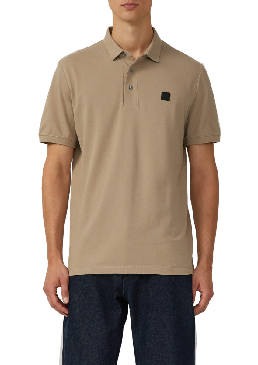 s.Oliver BLACK LABEL - Poloshirt aus Baumwollstretch mit Label-Patch braun - Gr. - XL von s.Oliver BLACK LABEL