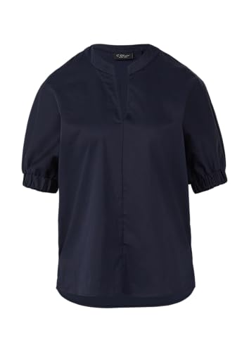 s.Oliver BLACK LABEL Popeline-Bluse mit überschnittener Schulter und Tunika-Ausschnitt Navy 32 von s.Oliver BLACK LABEL