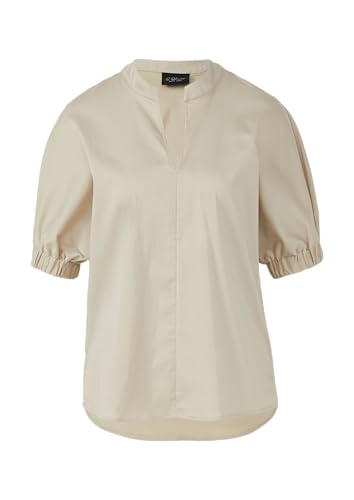 s.Oliver BLACK LABEL Popeline-Bluse mit überschnittener Schulter und Tunika-Ausschnitt beige 46 von s.Oliver BLACK LABEL