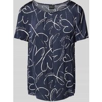 s.Oliver BLACK LABEL Regular Fit Blusenshirt mit Allover-Muster in Marine, Größe 48 von s.Oliver BLACK LABEL