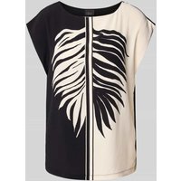 s.Oliver BLACK LABEL Regular Fit Blusenshirt mit Kontrastmotiv in BLACK, Größe 40 von s.Oliver BLACK LABEL