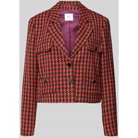 s.Oliver BLACK LABEL Regular Fit Bouclé-Blazer mit Hahnentrittmuster in Camel, Größe 46 von s.Oliver BLACK LABEL