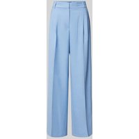 s.Oliver BLACK LABEL Regular Fit Bundfaltenhose mit weitem Bein aus Twill in Bleu, Größe 46/32 von s.Oliver BLACK LABEL