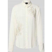 s.Oliver BLACK LABEL Regular Fit Hemdbluse aus reiner Viskose in Offwhite, Größe 42 von s.Oliver BLACK LABEL