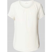 s.Oliver BLACK LABEL Regular Fit Kurzarmbluse aus Crêpe mit Schmuckkante in Offwhite, Größe 48 von s.Oliver BLACK LABEL