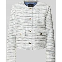 s.Oliver BLACK LABEL Regular Fit Kurzblazer in Bouclé-Qualität mit Zierknöpfen in Offwhite, Größe 40 von s.Oliver BLACK LABEL
