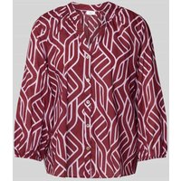s.Oliver BLACK LABEL Regular Fit Langarmbluse mit Allover-Muster und Raffung in Bordeaux, Größe 40 von s.Oliver BLACK LABEL