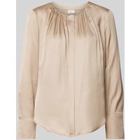 s.Oliver BLACK LABEL Regular Fit Satinbluse mit Raffung und verdeckter Knopfleiste in Gold, Größe 36 von s.Oliver BLACK LABEL