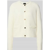s.Oliver BLACK LABEL Regular Fit Strickjacke aus Baumwoll-Mix in Offwhite, Größe 38 von s.Oliver BLACK LABEL