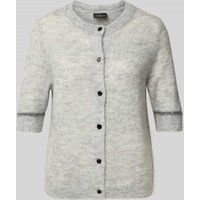 s.Oliver BLACK LABEL Regular Fit Strickjacke mit Alpaka-Woll-Anteil in Hellgrau, Größe 40 von s.Oliver BLACK LABEL