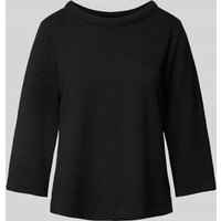 s.Oliver BLACK LABEL Regular Fit Sweatshirt mit 3/4-Arm und Strukturmuster in Black, Größe 42 von s.Oliver BLACK LABEL