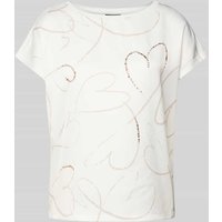 s.Oliver BLACK LABEL Regular Fit T-Shirt mit Strasssteinbesatz in Weiss, Größe 44 von s.Oliver BLACK LABEL