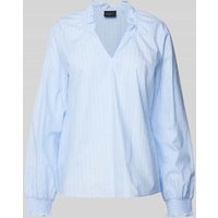 s.Oliver BLACK LABEL Relaxed Fit Baumwollbluse mit Smok-Details in Bleu, Größe 36 von s.Oliver BLACK LABEL
