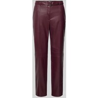s.Oliver BLACK LABEL Relaxed Fit Cigarette Pants mit weichem Viskose-Mix-Futter und Gürtel in Pflaume, Größe 40 von s.Oliver BLACK LABEL