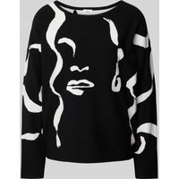 s.Oliver BLACK LABEL Relaxed Fit Pullover in Jacquard-Qualität mit Fledermausärmeln in Black, Größe 40 von s.Oliver BLACK LABEL