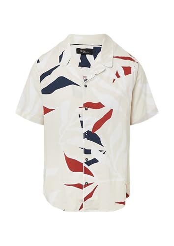s.Oliver BLACK LABEL Resort Fit: Gemustertes Kurzarmhemd aus Viskosemix wollweiß XL von s.Oliver BLACK LABEL