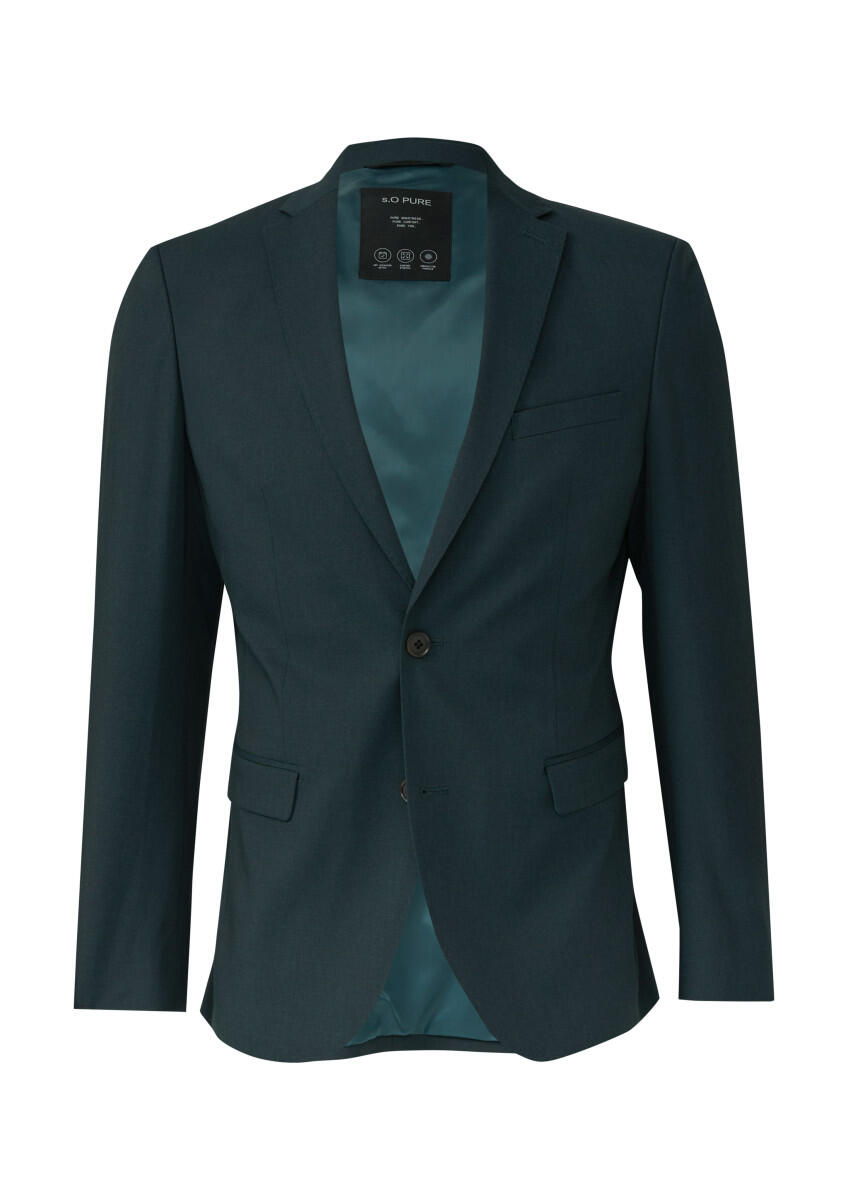 s.Oliver BLACK LABEL - Sakko aus meliertem Stretch-Twill blau - Gr. - 56 von s.Oliver BLACK LABEL