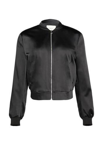 s.Oliver BLACK LABEL Satinblouson mit Rippbündchen schwarz 46 von s.Oliver BLACK LABEL