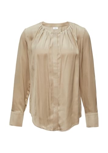 s.Oliver BLACK LABEL Satinbluse mit Raffung und verdeckter Knopfleiste beige 42 von s.Oliver BLACK LABEL