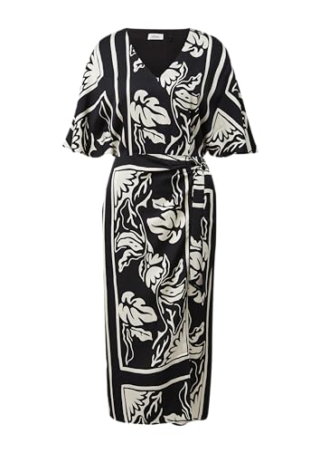 s.Oliver BLACK LABEL Satiniertes Viskose-Kleid mit All-Over-Print schwarz 38 von s.Oliver BLACK LABEL