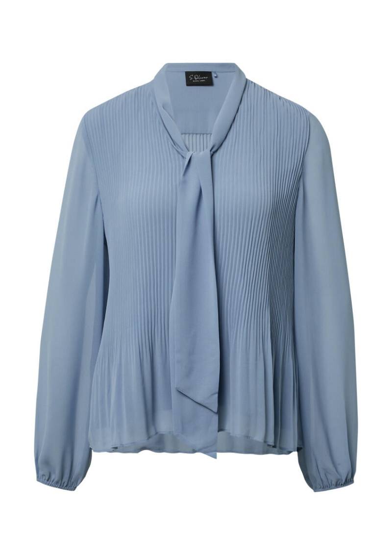 s.Oliver BLACK LABEL - Schluppen-Bluse aus plissiertem Chiffon blau - Gr. - 42 von s.Oliver BLACK LABEL