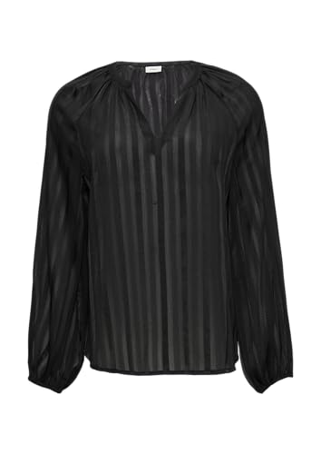 s.Oliver BLACK LABEL Semitransparente Chiffon-Bluse mit Streifen und Glitzergarn schwarz 40 von s.Oliver BLACK LABEL