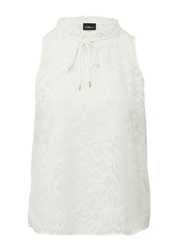 s.Oliver BLACK LABEL Semitransparentes Top mit Tunika-Ausschnitt und Rüschen Ecru 40 von s.Oliver BLACK LABEL