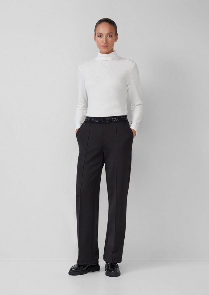 s.Oliver BLACK LABEL Stoffhose Wide-Leg-Hose aus Scuba mit Logo-Gummibund s.Oliver BLACK LABEL Stoffhose Wide-Leg-Hose aus Scuba mit Logo-Gummibund von s.Oliver BLACK LABEL