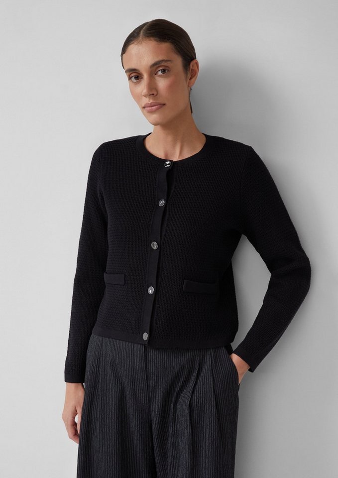 s.Oliver BLACK LABEL Strickjacke Cardigan aus Baumwollmix mit Ziertaschen von s.Oliver BLACK LABEL