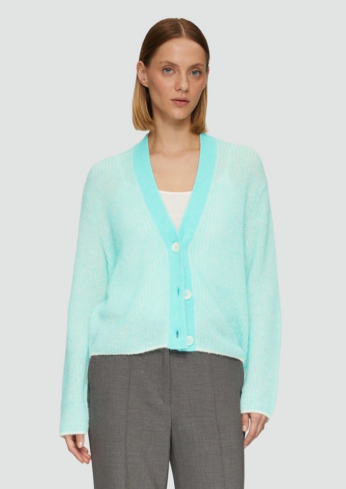 s.Oliver BLACK LABEL Strickjacke Lockere Strickjacke aus Alpakamix mit Rippstruktur von s.Oliver BLACK LABEL