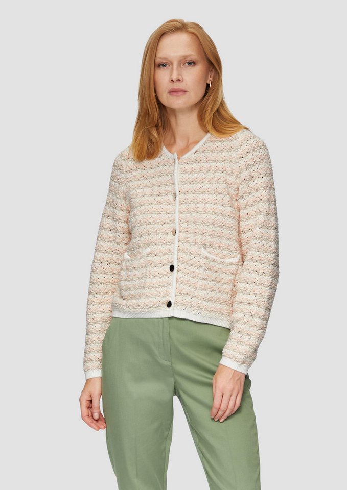 s.Oliver BLACK LABEL Strickjacke Cardigan in Boucléoptik Rippbündchen von s.Oliver BLACK LABEL