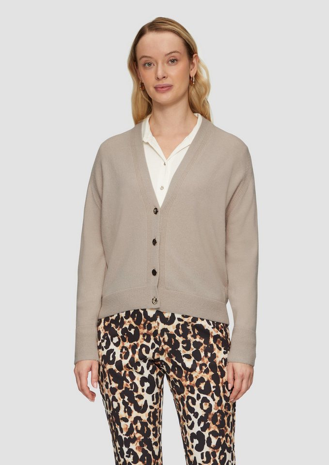 s.Oliver BLACK LABEL Strickjacke Strickjacke aus Kaschmirmix Rippbündchen von s.Oliver BLACK LABEL