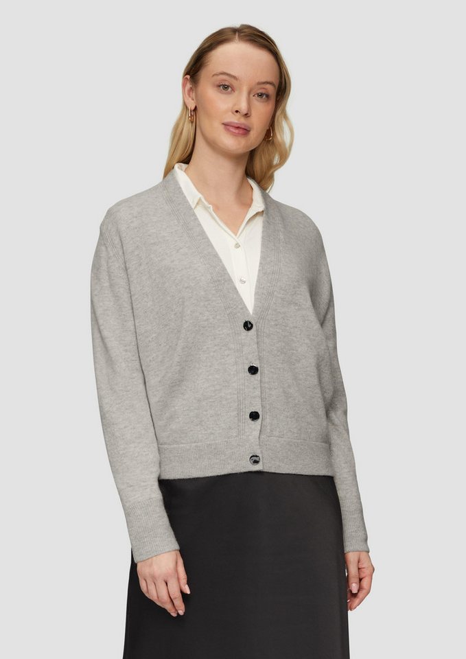s.Oliver BLACK LABEL Strickjacke Strickjacke aus Kaschmirmix Rippbündchen von s.Oliver BLACK LABEL
