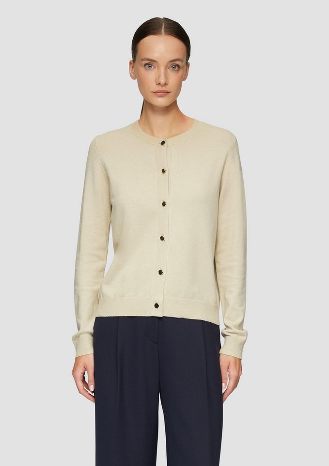 s.Oliver BLACK LABEL Strickjacke Strickjacke aus Viskosemix mit dekorativen Knöpfen Kontrast-Details von s.Oliver BLACK LABEL