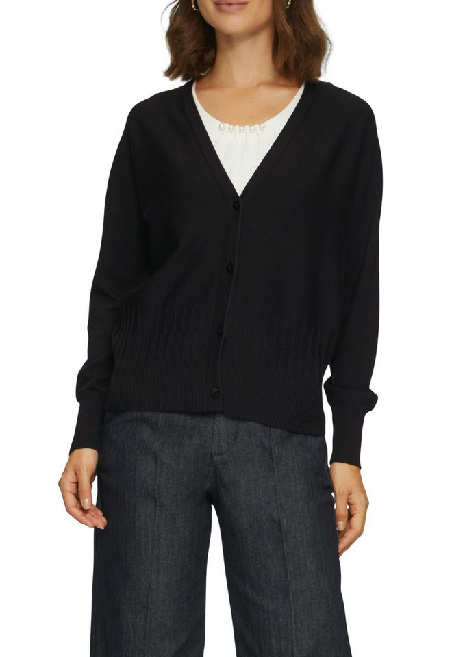 s.Oliver BLACK LABEL Strickjacke mit Strukturmuster am Saum von s.Oliver BLACK LABEL