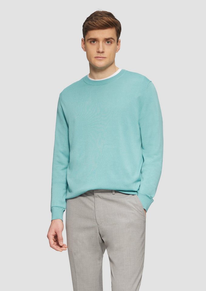 s.Oliver BLACK LABEL Strickpullover Edler Feinstrickpullover aus Baumwollmix mit Rippbündchen von s.Oliver BLACK LABEL