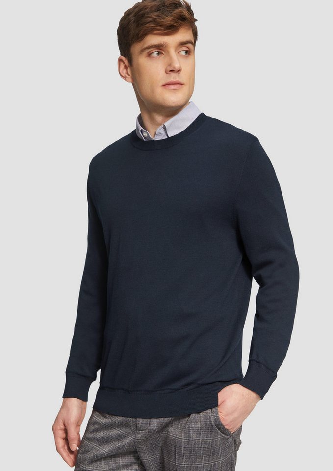 s.Oliver BLACK LABEL Strickpullover Edler Feinstrickpullover aus Baumwollmix mit Rippbündchen von s.Oliver BLACK LABEL