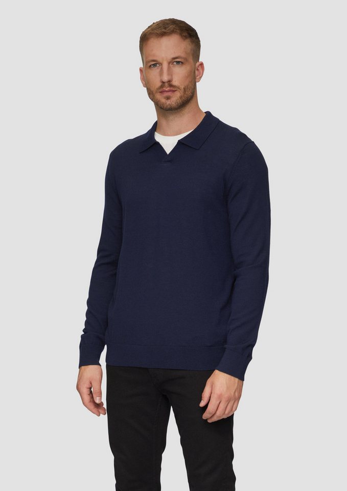 s.Oliver BLACK LABEL Strickpullover Feinstrickpullover aus reiner Merinowolle mit modischem Polokragen Rippblende von s.Oliver BLACK LABEL