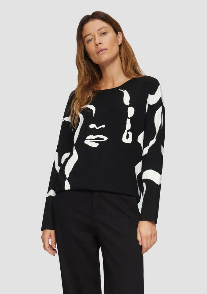 s.Oliver BLACK LABEL Strickpullover Jacquard-Pullover mit Fledermausärmeln von s.Oliver BLACK LABEL