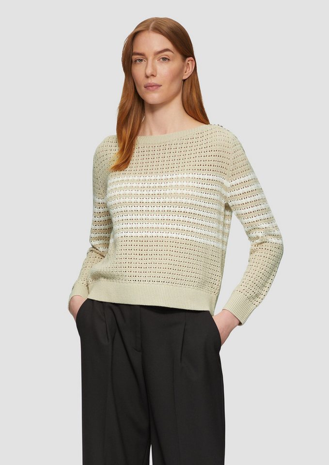 s.Oliver BLACK LABEL Strickpullover Pullover aus leichtem Lochstrick mit dekorativen Knöpfen Rippbündchen von s.Oliver BLACK LABEL