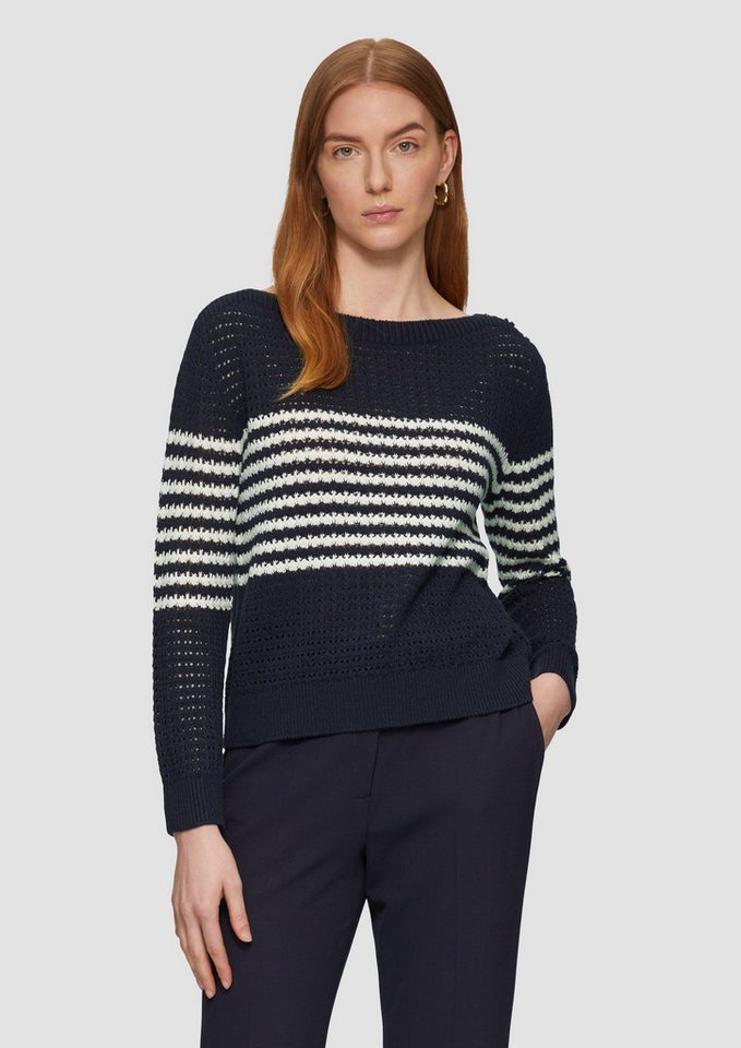 s.Oliver BLACK LABEL Strickpullover Pullover aus leichtem Lochstrick mit dekorativen Knöpfen Rippbündchen von s.Oliver BLACK LABEL