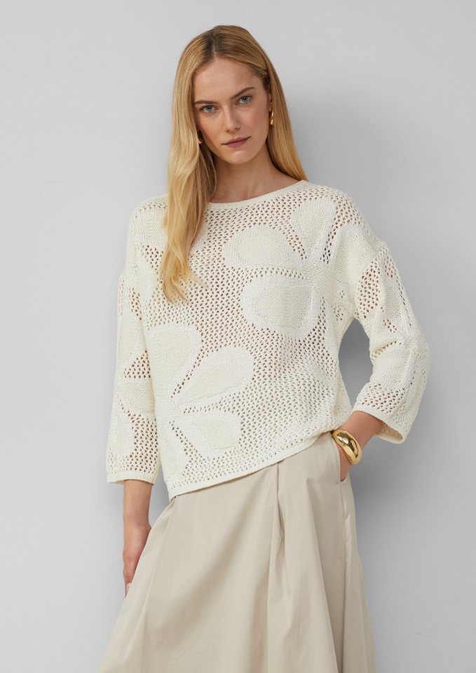 s.Oliver BLACK LABEL Strickpullover Pullover im Loose Fit mit floralem Strickmuster von s.Oliver BLACK LABEL