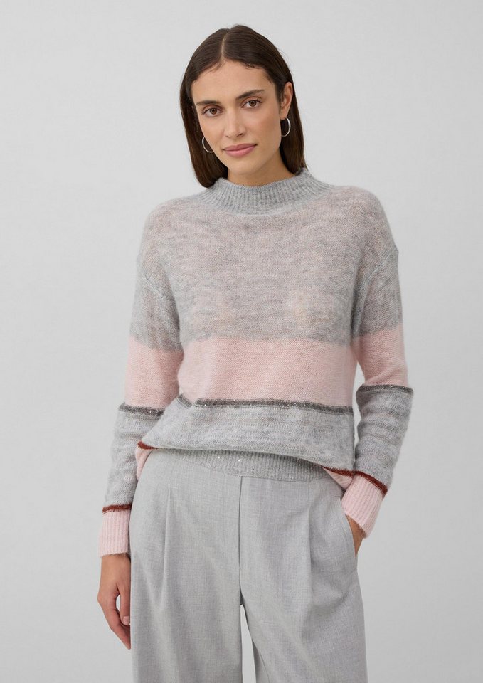 s.Oliver Longpullover Strickpullover Leichter Alpakamix-Pullover mit Colour-Blocking und Pailletten von s.Oliver