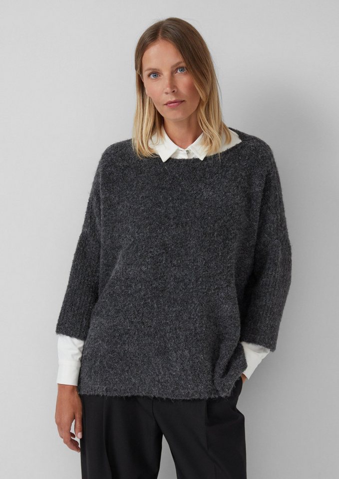 s.Oliver 3/4 Arm-Pullover Strickpullover Relaxed-Fit-Pullover aus Bouclé-Strick von s.Oliver