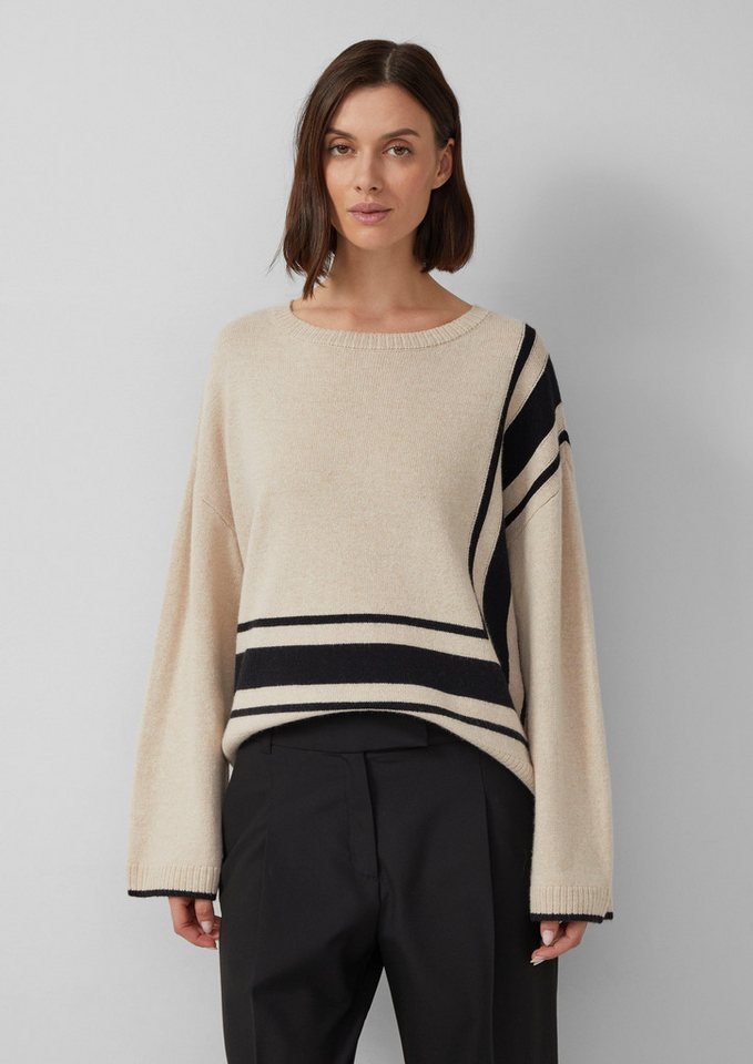 s.Oliver BLACK LABEL Strickpullover Relaxed-Fit-Pullover aus Wollmix mit Streifen-Details s.Oliver BLACK LABEL Strickpullover Relaxed-Fit-Pullover aus Wollmix mit Streifen-Details von s.Oliver BLACK LABEL