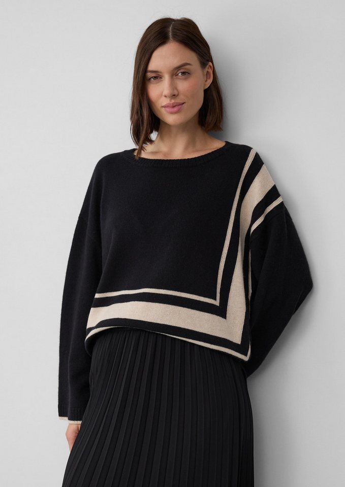 s.Oliver BLACK LABEL Strickpullover Relaxed-Fit-Pullover aus Wollmix mit Streifen-Details s.Oliver BLACK LABEL Strickpullover Relaxed-Fit-Pullover aus Wollmix mit Streifen-Details von s.Oliver BLACK LABEL