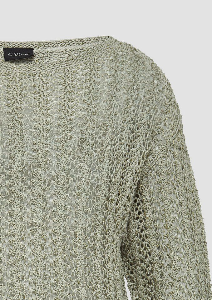 s.Oliver BLACK LABEL Strickpullover Semitransparenter Pullover aus Ajourstrick mit Pailletten Pailletten von s.Oliver BLACK LABEL