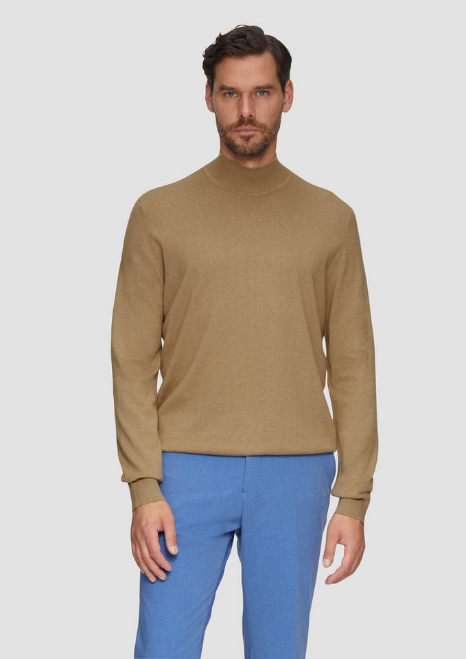 s.Oliver BLACK LABEL Strickpullover Softer Turtleneckpullover aus Baumwoll-Merino-Mix Rippblende von s.Oliver BLACK LABEL
