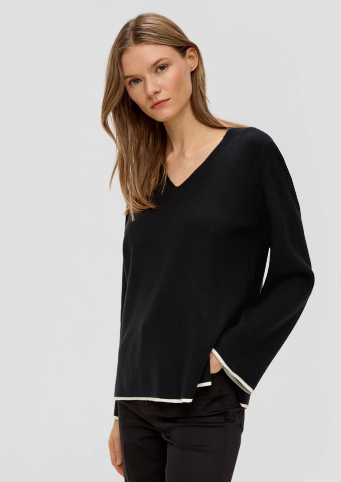s.Oliver BLACK LABEL Strickpullover Strickpullover aus Viskosemix Kontrast-Details von s.Oliver BLACK LABEL